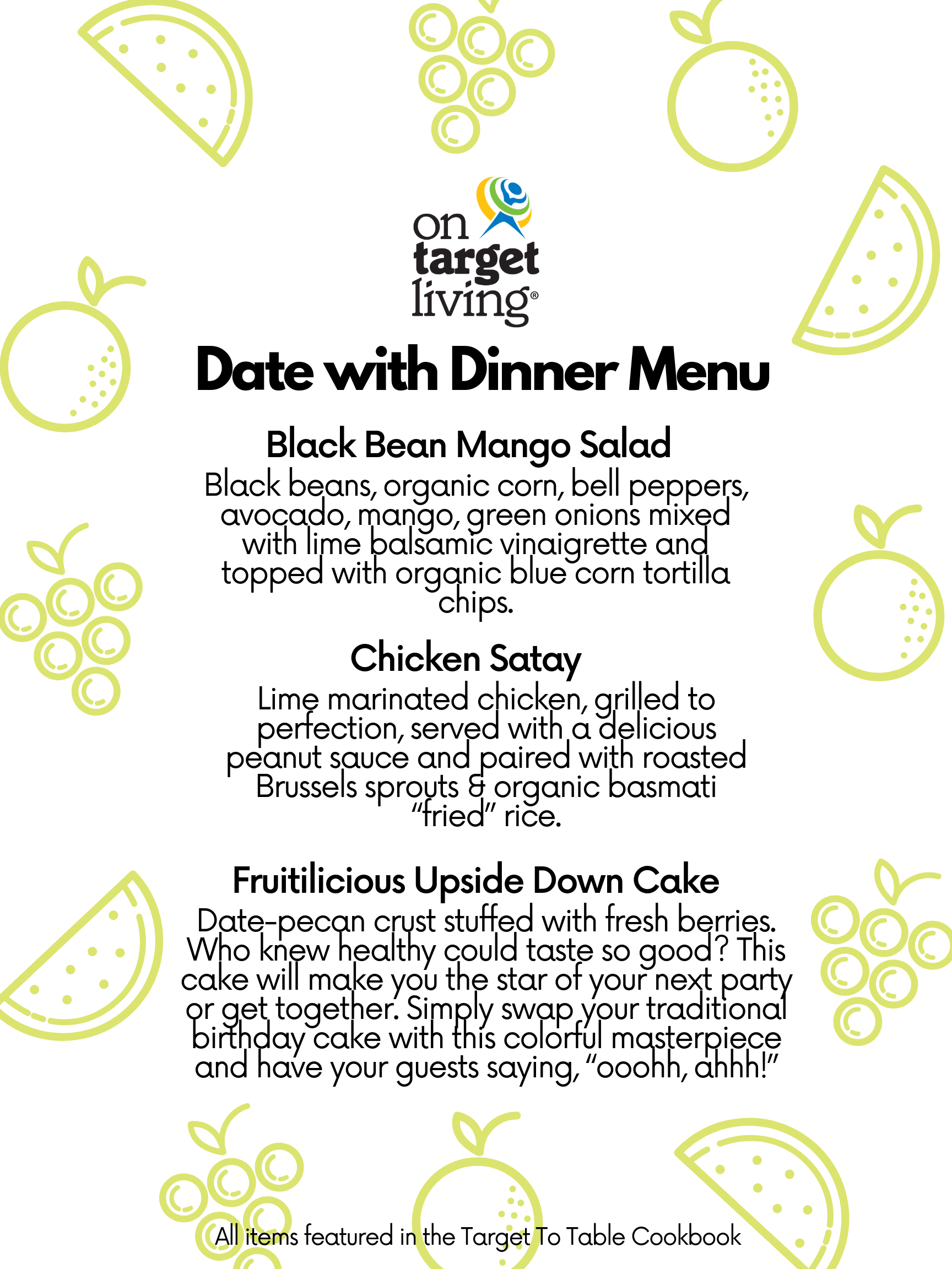 Date with Dinner Menu